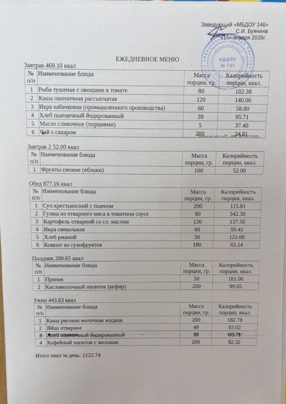 меню 15.01.26
