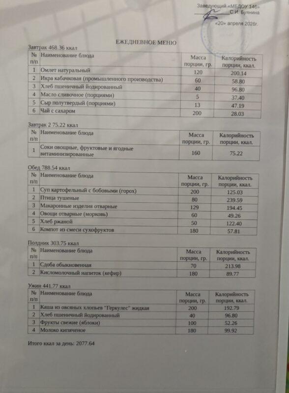 меню 20.04.2026