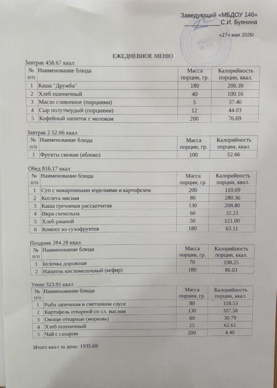 меню 27.05.2026
